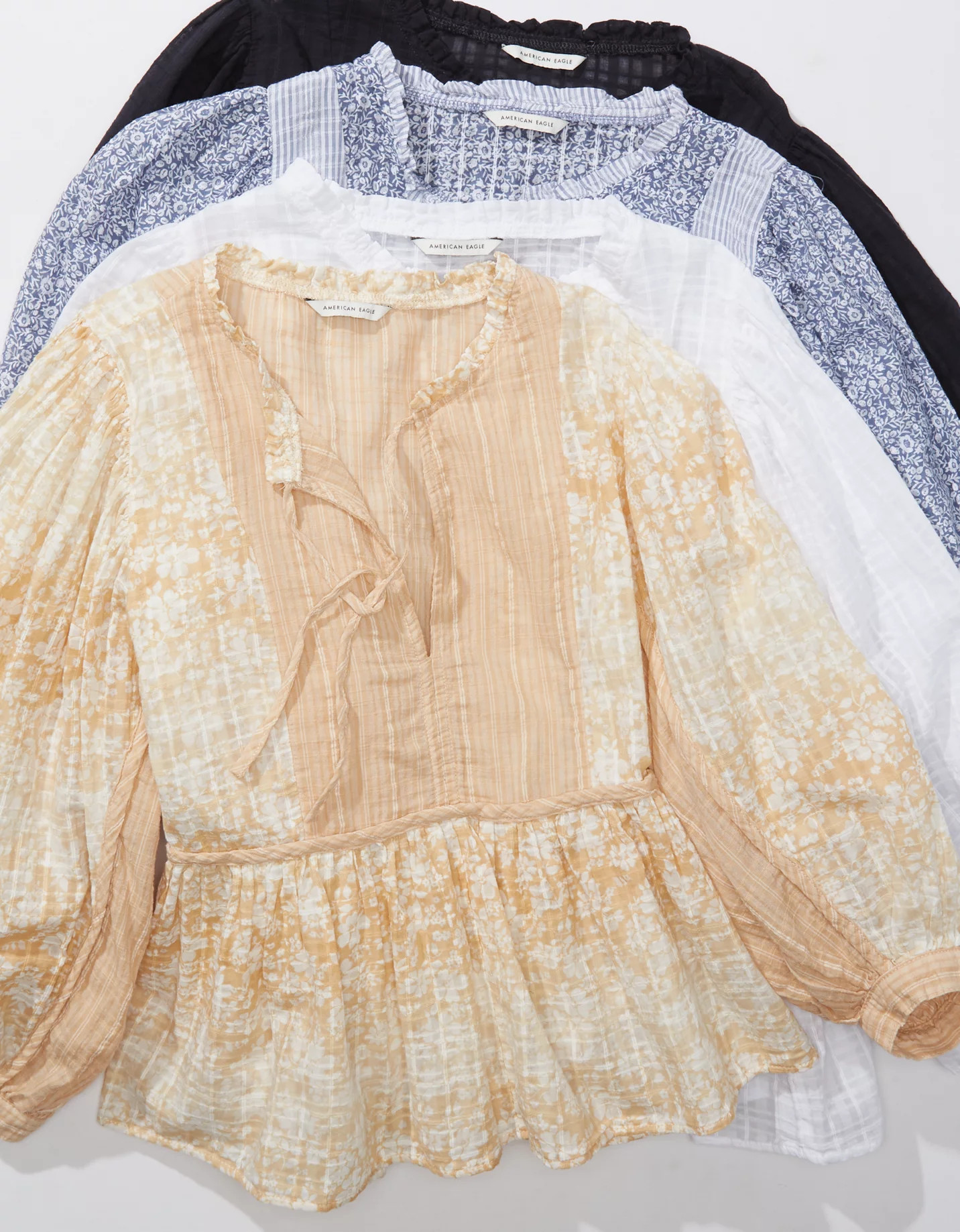 AE Long-Sleeve Peasant Blouse | American Eagle Outfitters (US & CA)