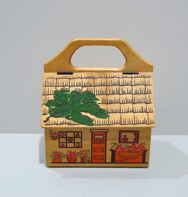 Gary Gail of Texas Wooden Box Bag 1970s -  Cottage House Purse - Made in Japan Vintage Cute Woodl... | Etsy (Global)