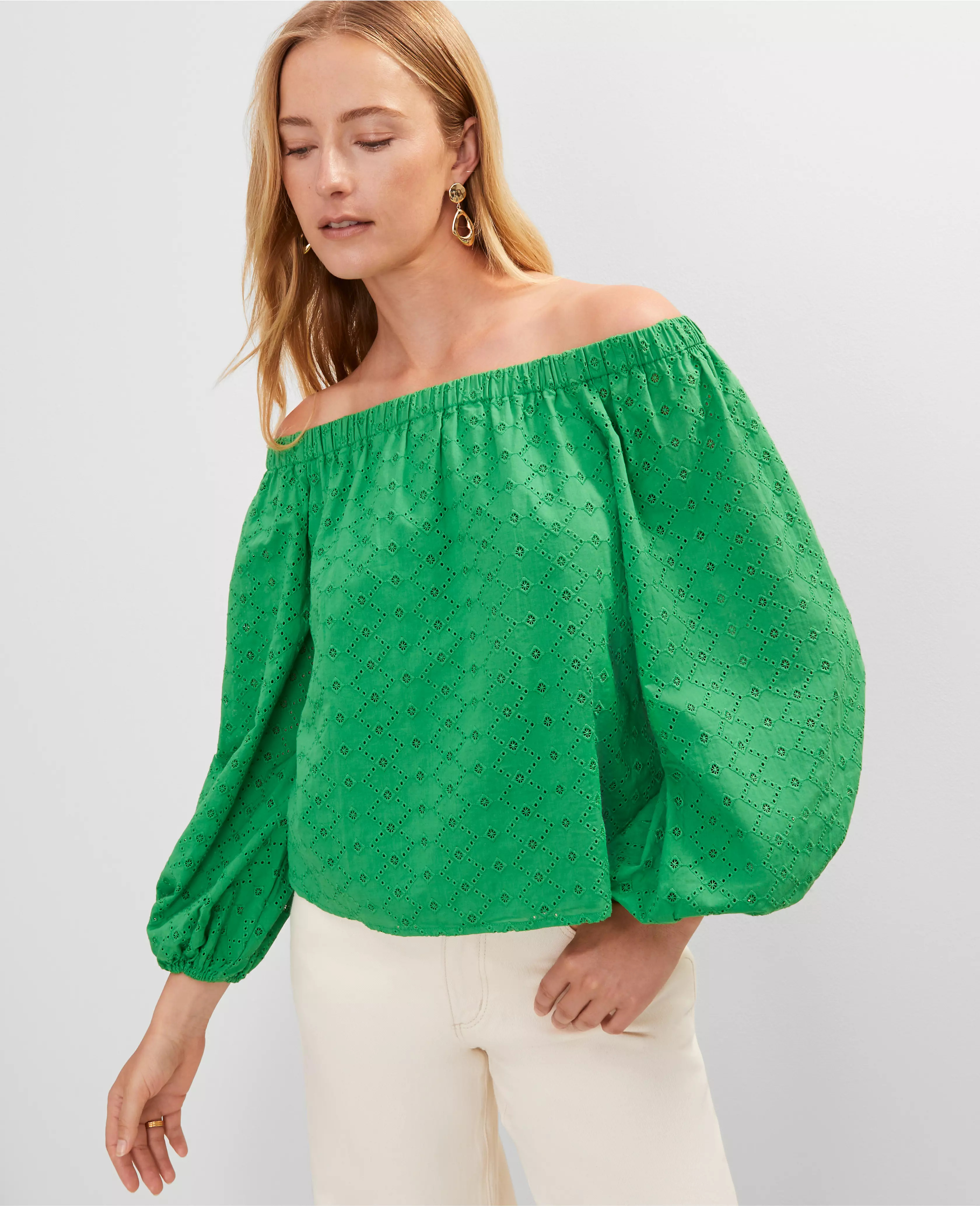 Eyelet Off The Shoulder Top | Ann Taylor