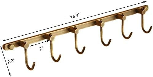 WINCASE Antique Brass Hook Rack, 6 Hooks Coat Rack, Bath Wall Hook Rack Vintage Mounted Brushed B... | Amazon (US)