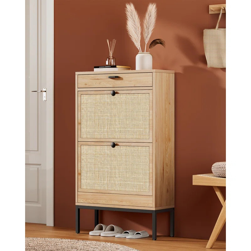 Boho Natural Rattan Shoe Storage Cabinet | Wayfair North America
