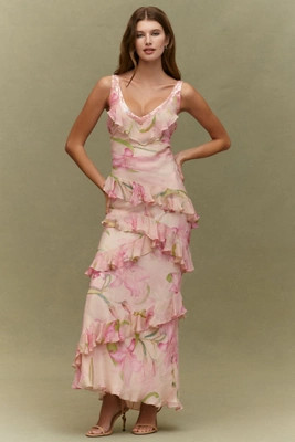 BHLDN Elena Ruffle Chiffon Maxi Dress | Anthropologie (US)