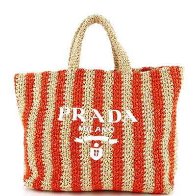 Prada Logo Tote Raffia Large | eBay US