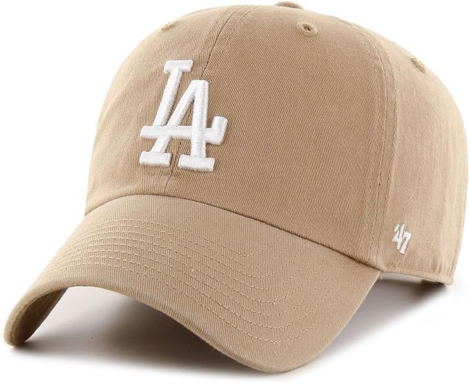 47 Los Angeles Dodgers Clean Up Dad Hat Baseball Cap Khaki, White | Amazon (US)