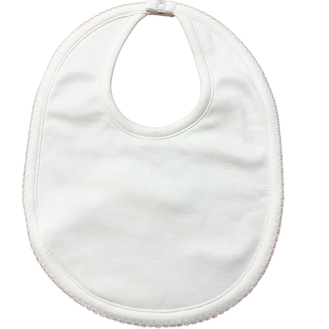 WHITE WITH BABY PINK BIB/BURP PAD | Caprilina