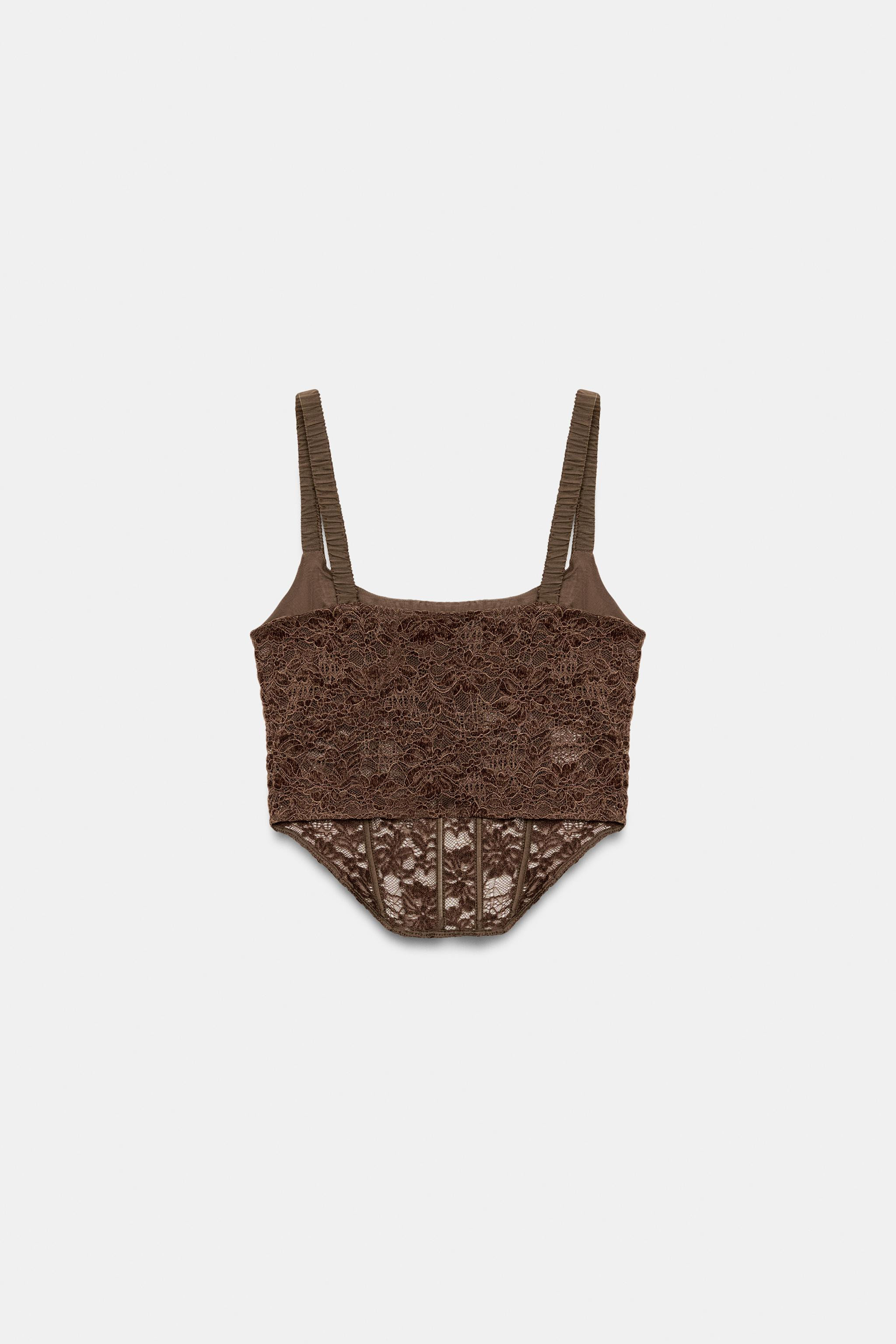 LACE-DETAIL CORSET-STYLE TOP | Zara US