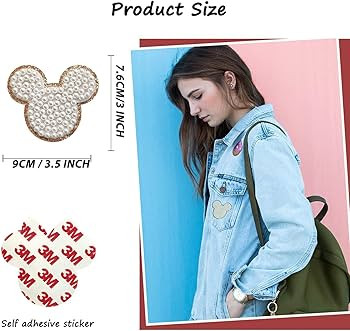 Bling Rhinestone Ivory White Pearls Patches, Self Adhesive Sticker Iron On Patches, 3 inch Height... | Amazon (US)