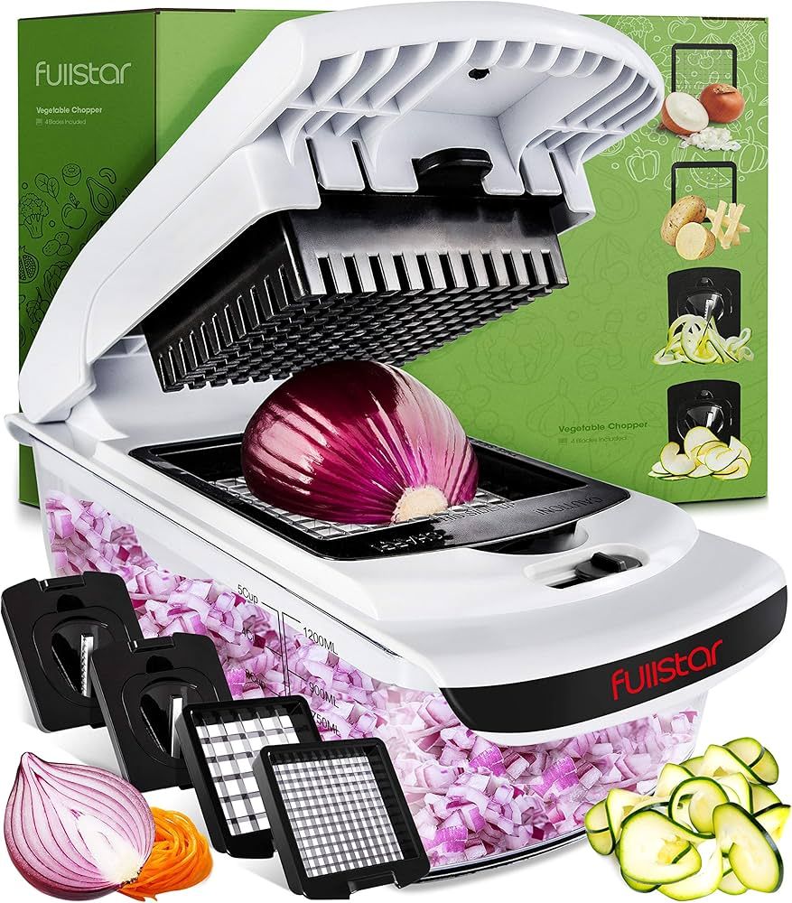 Fullstar Vegetable Chopper - Spiralizer Vegetable Slicer - Onion Chopper with Container - Pro Foo... | Amazon (US)