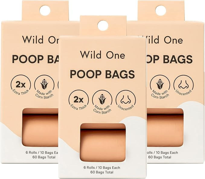 Wild One Poop Bags, 180 Bags Made From Cornstarch, Eco-Friendly, Unscented, Blush Color | Amazon (US)
