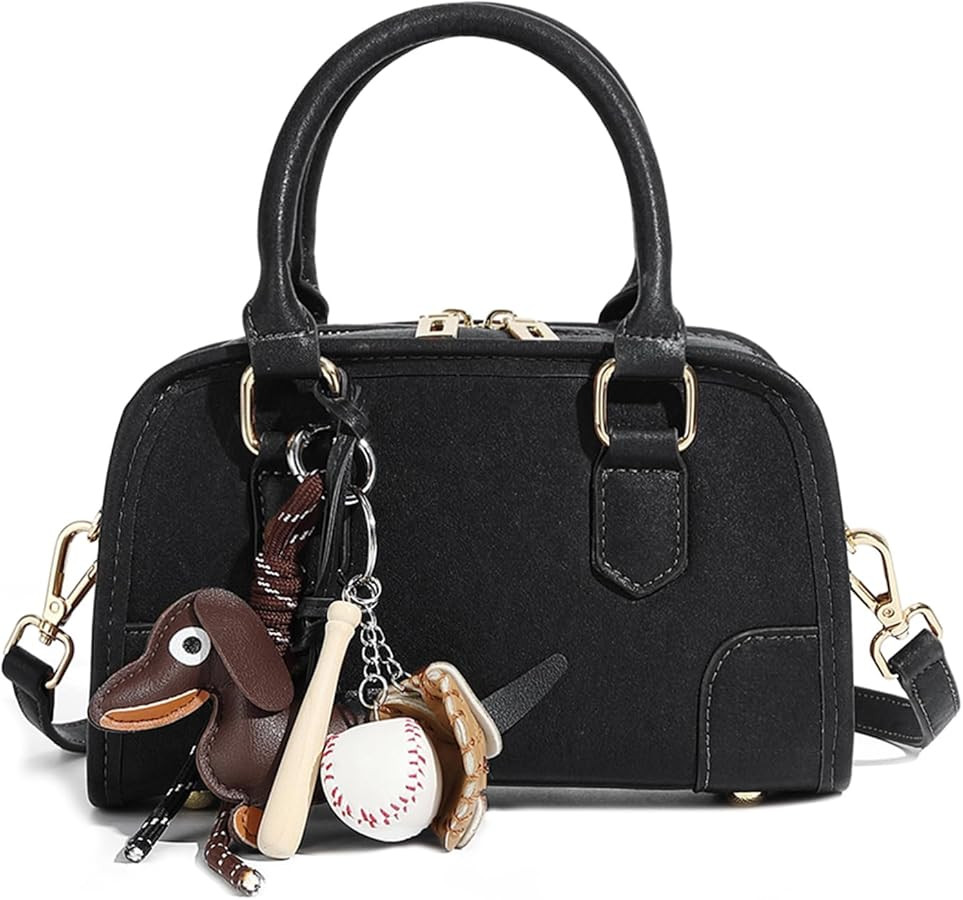 Mini Purses for Women, Leather Top Handle Crossbody Bags, Handbags Clutch with Cute Pendant and A... | Amazon (US)