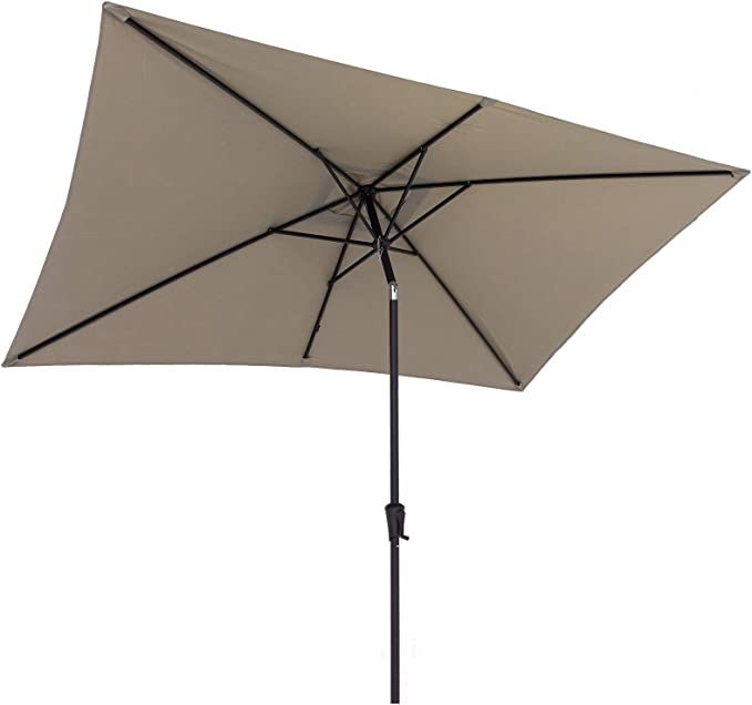 C-Hopetree Rectangular Outdoor Patio Market Table Umbrella with Tilt 6.5 x 10 ft, Taupe | Amazon (US)