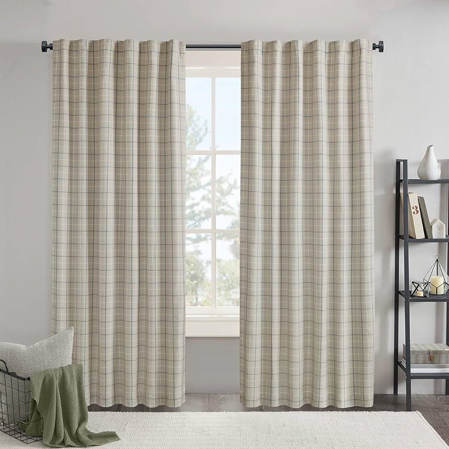 Madison Park Anaheim Cabin Plaid Curtain Window, Thermal Insulated Fleece Lining, Living Room Dec... | Amazon (US)