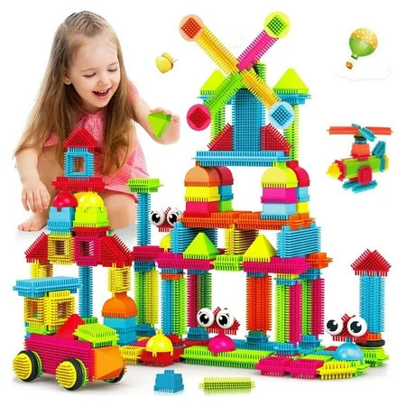 Contixo Bristle Building Blocks for Toddlers and Kids, Educational Sensory 3D STEM Building Toys, 144-Piece Set | Walmart (US)