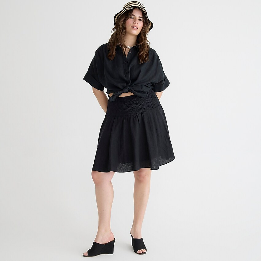 J.Crew: Linen Smocked Mini Skirt For Women | J. Crew US