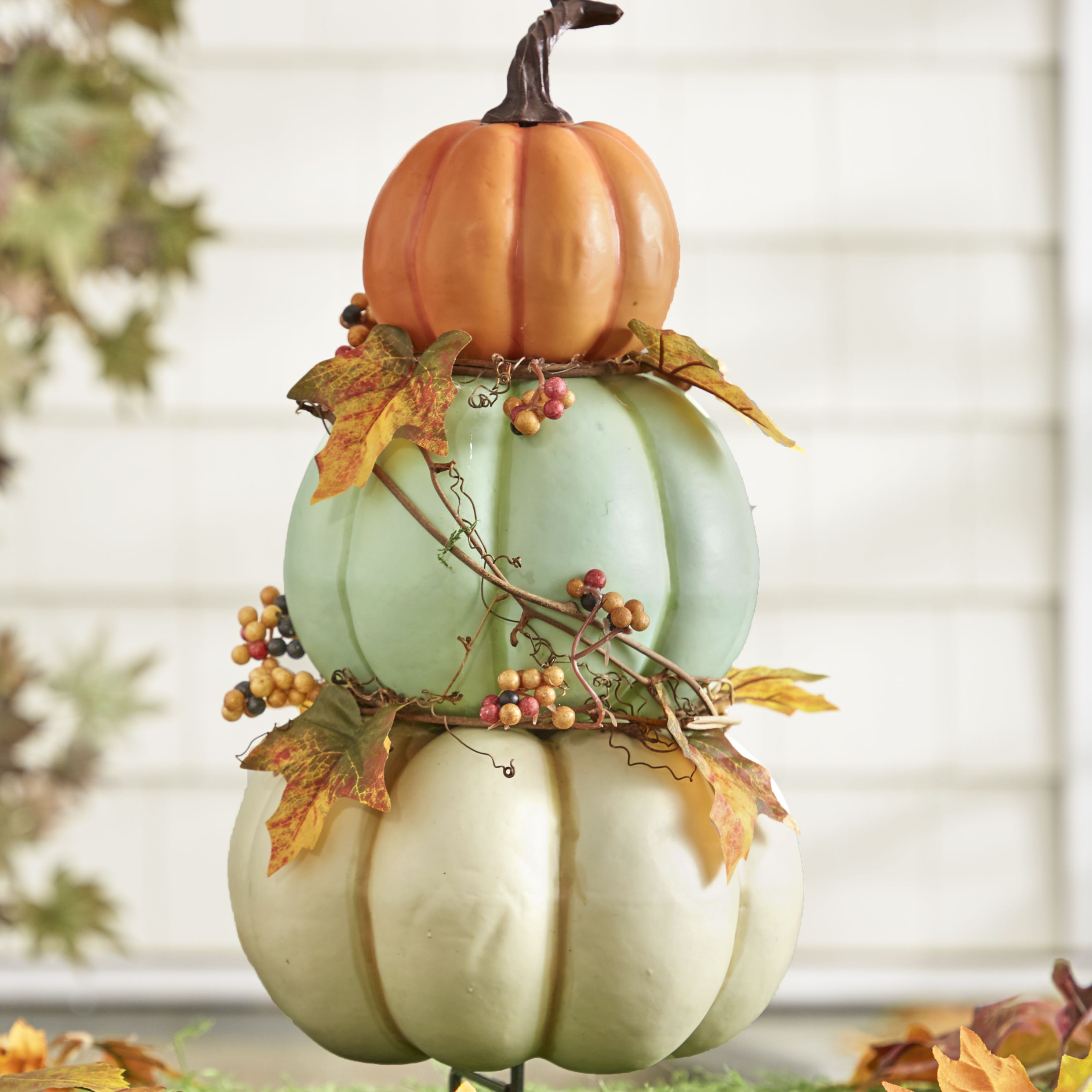 Pastel Harvest Stacked Pumpkin Look Decorative Garden Stake - Walmart.com | Walmart (US)