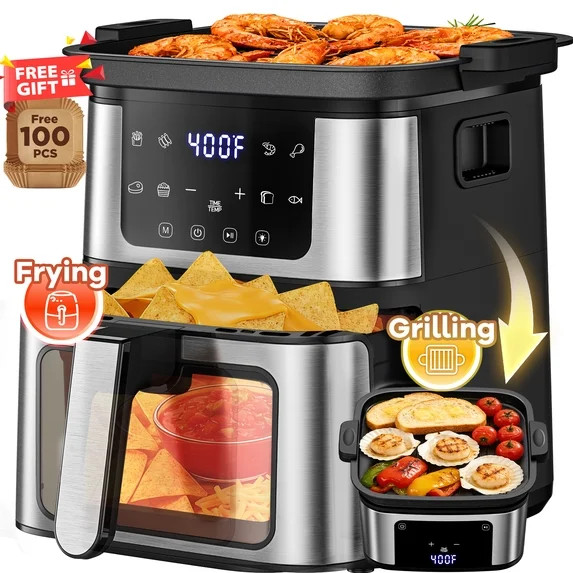 Air Fryer Oven With Grill,8-in-1 7.5Qt Multifunction Air Fryer, Digital LED Touch Screen,Nonstick... | Walmart (US)