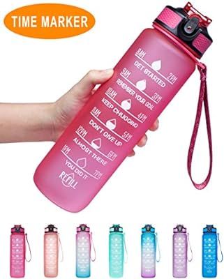 Venture Pal 32oz/22oz Motivational Fitness Sports Water Bottle with Time Marker & Straw, Large Wi... | Amazon (US)