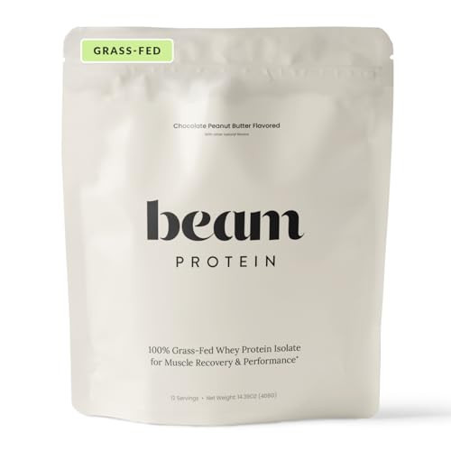 Beam Grass Fed Whey Protein Powder – Chocolate Peanut Butter, 12 Servings, 22g Protein Per Serving, Clean Whey Isolate & Concentrate, Low Carb, Paleo Friendly, GMO Free, Gluten Free, 3rd Party Tested | Amazon (US)