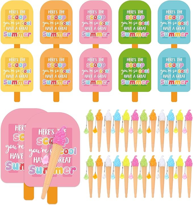 JarThenaAMCS 24 Set End of the Year Party Favors Stationery Gift Set Cute Ice Cream Ballpoint Pen... | Amazon (US)