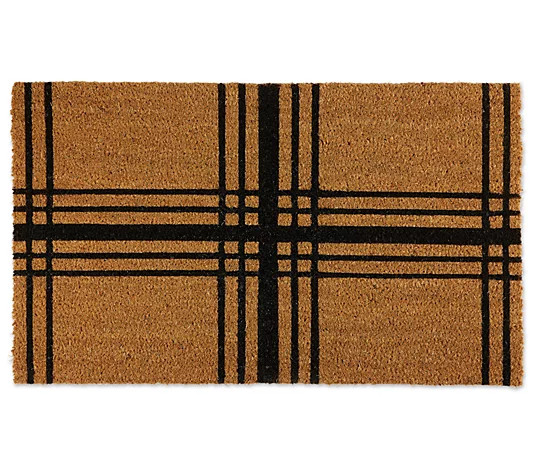 Design Imports Black Farmhouse Plaid Doormat | QVC