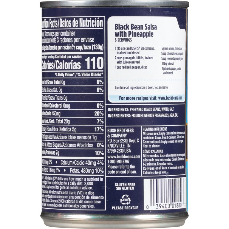 Bush's Canned Black Beans, Canned Black Beans, 15 oz Can | Walmart (US)