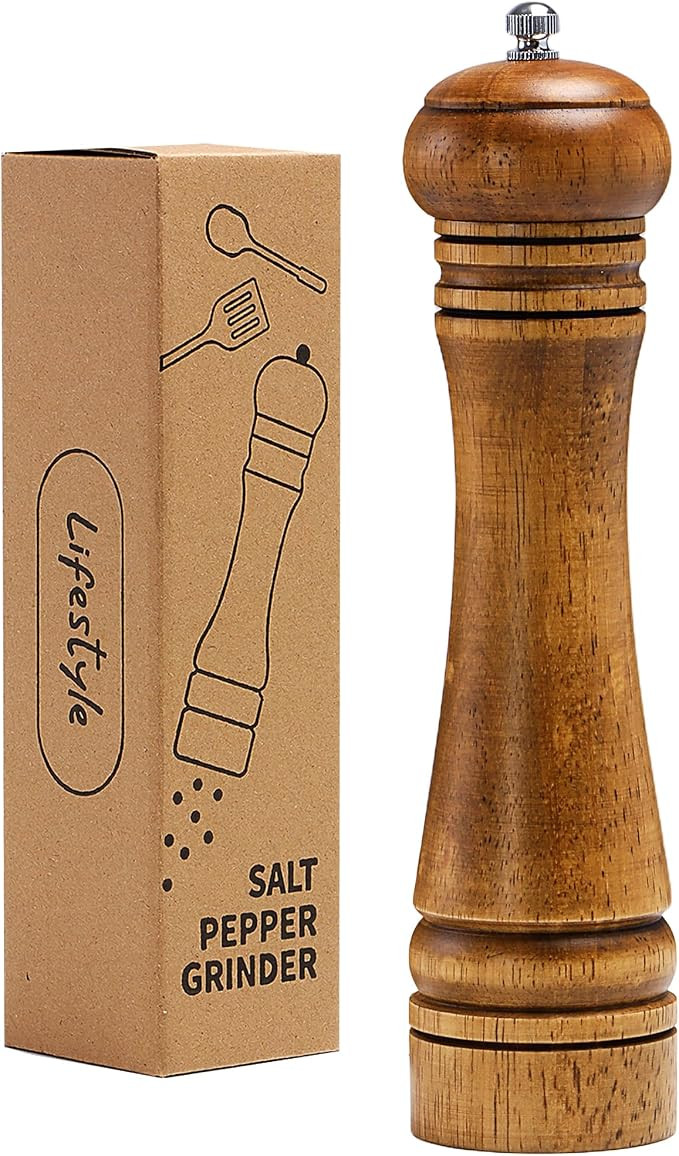 Wood Salt and Pepper Grinder, Salt Grinder and Pepper Mill, Oak Wood Shakers with Adjustable Cera... | Amazon (US)