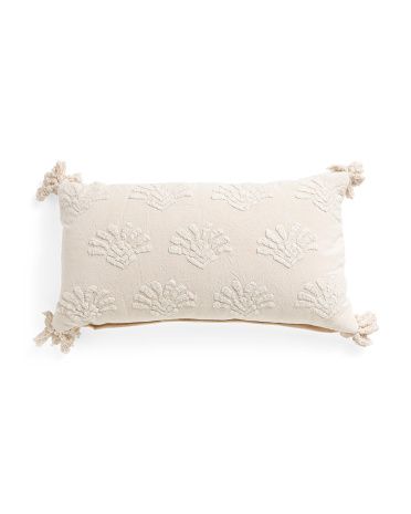 14x26 Stone Washed Embroidered Pillow With Tassels | TJ Maxx