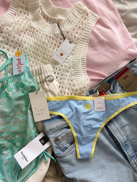 Target haul for Spring - I finally refreshed my wardrobe after baby number 3! Also, these undies were so nostalgic to me so I just needed them. 😂

Spring outfit, Travel outfit, resort wear, Summer clothing, jeans, matching sweat suit, Barbie pink, men’s clothing, beach essentials, beach bag, kids swim 

#LTKfamily #LTKxTarget #LTKmidsize