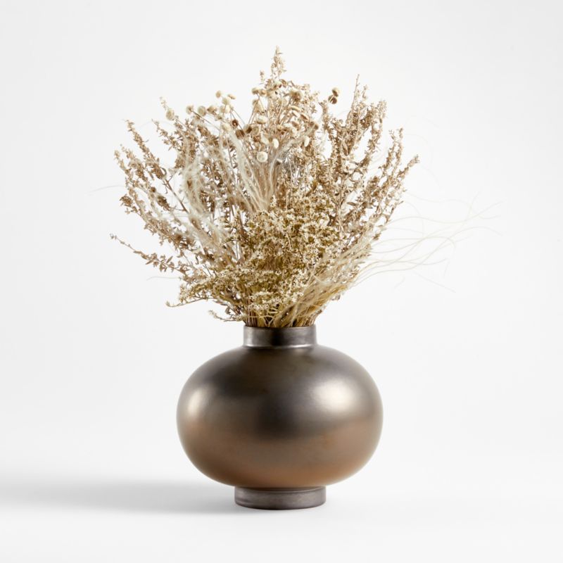 Metallic Full Moon Vase Dried Floral Arrangement | Crate and Barrel | Crate & Barrel