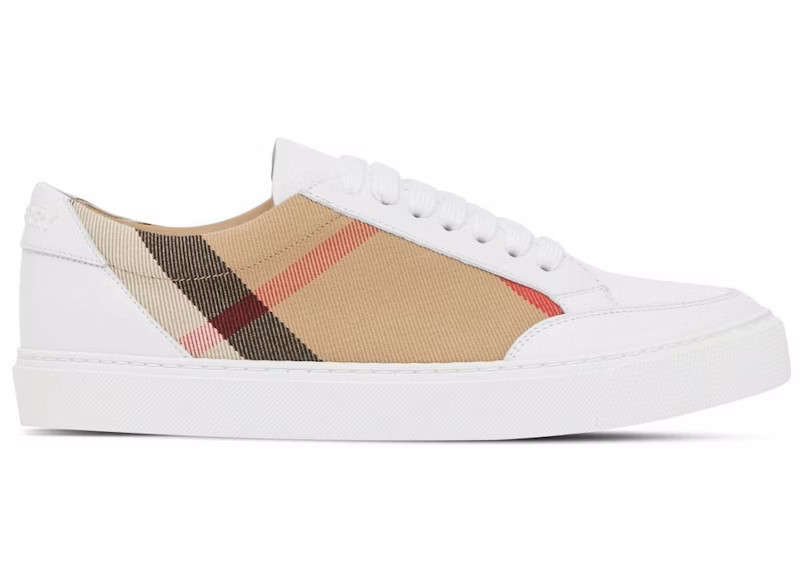Burberry House Check Low Top (Women's) Sneakers in Optic White/Archive Beige | StockX