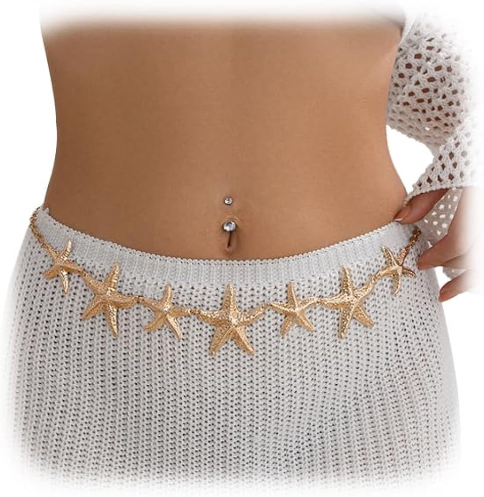 Simple Starfish Waist Chain Belt & Bikini Body Jewelry - Sexy Metal Waist Belt for Women - Summer Beach Occasion | Amazon (US)