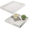 MyGift Vintage White Wood Large Nesting Serving Trays with Cutout Handles, Set of 2 | Amazon (US)