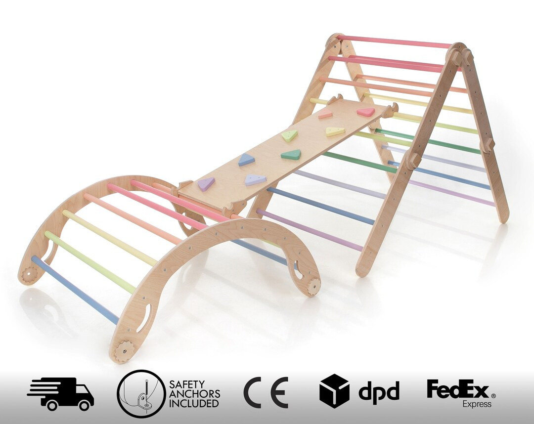 Pastel Rainbow Color Transformable Climbing Triangle and Arch - Etsy | Etsy (US)