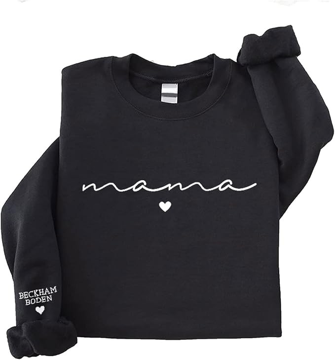 NAZENTI Personalized Mama Embroidered Crewneck Sweatshirt, Mama Sweatshirt, Mom Sweatshirt, Mothe... | Amazon (US)