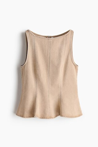 H & M - Denim Peplum Top - Beige | H&M (US + CA)