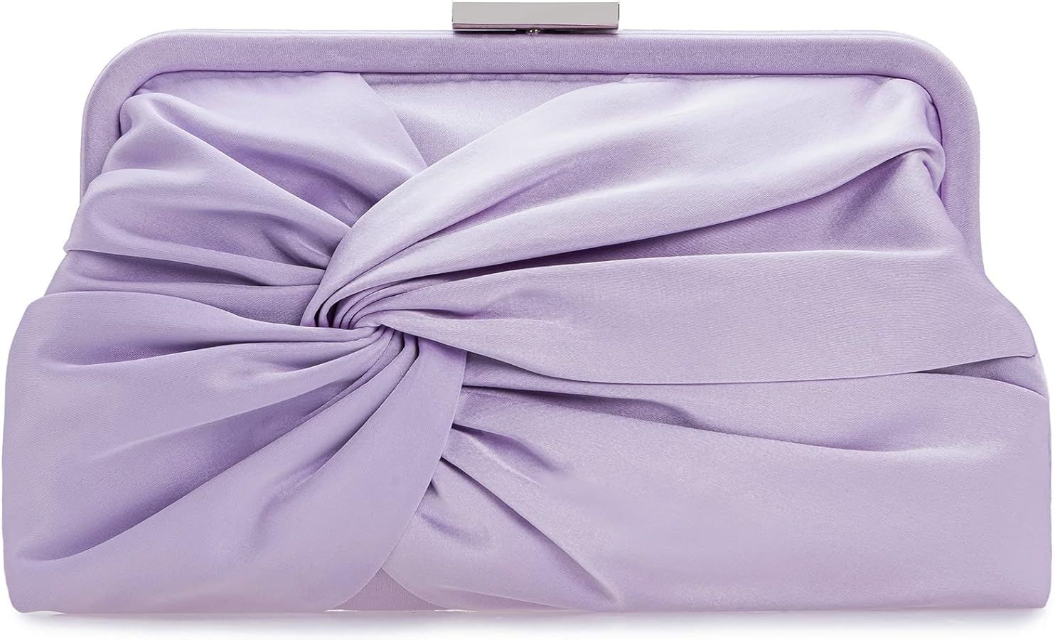 Evening Purse for Women Dressy Soft Pleated Knot Party Clutch Satin Frame Formal Handbag for Wedd... | Amazon (US)