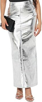 LuFeng Women's Sexy Summer Sparkly High Waist Slit Hem Bodycon Club Mermaid Maxi Skirt | Amazon (US)