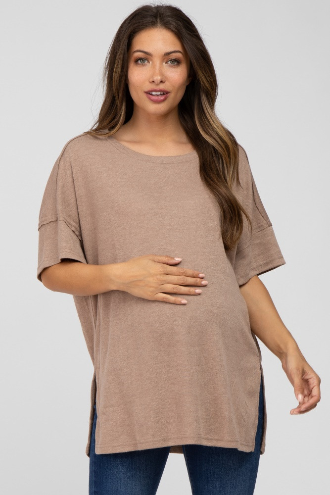 Mocha Knit Oversized Maternity Top | PinkBlush Maternity
