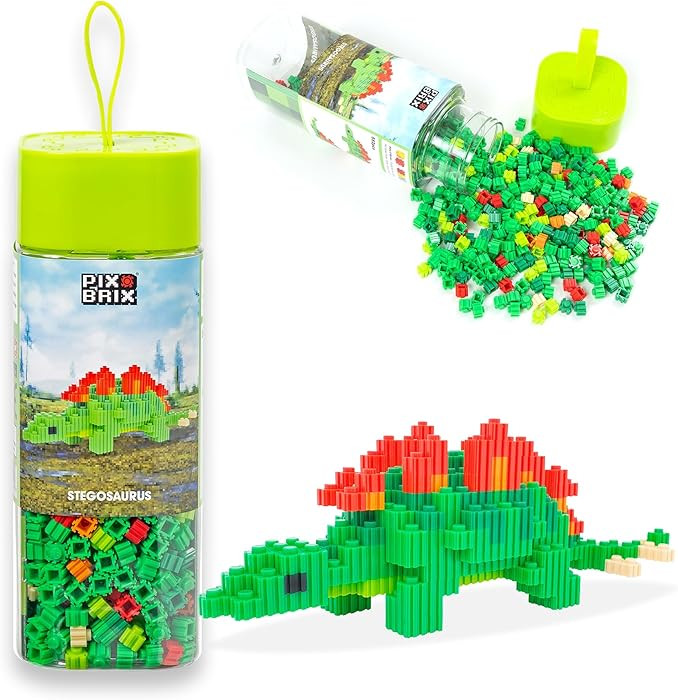 Pix Brix Pixel Art Puzzle Bricks – Dinosaur Series, Stegosaurus – Patented Building Brick Set... | Amazon (US)