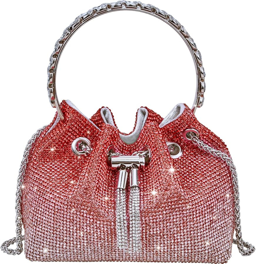Upgrade Rhinestone Evening Bag Bling Purse Sparkly Diamond Silver Clutch Purses for Women Party C... | Amazon (US)