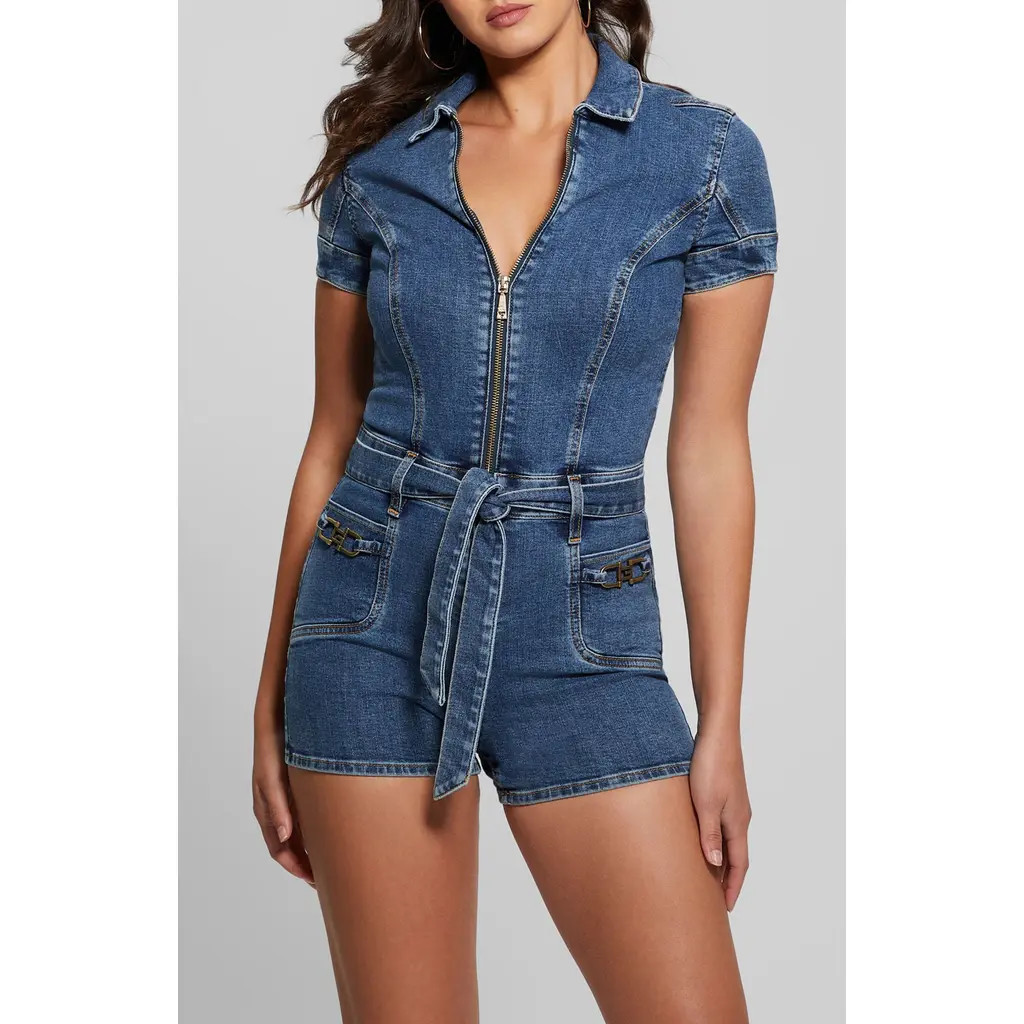 GUESS Deana Tie Waist Denim in Jenkins at Nordstrom, Size X-Small | Nordstrom