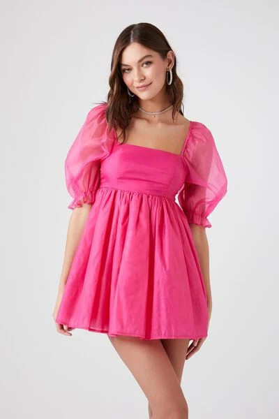 Puff-Sleeve Babydoll Mini Dress | Forever 21
