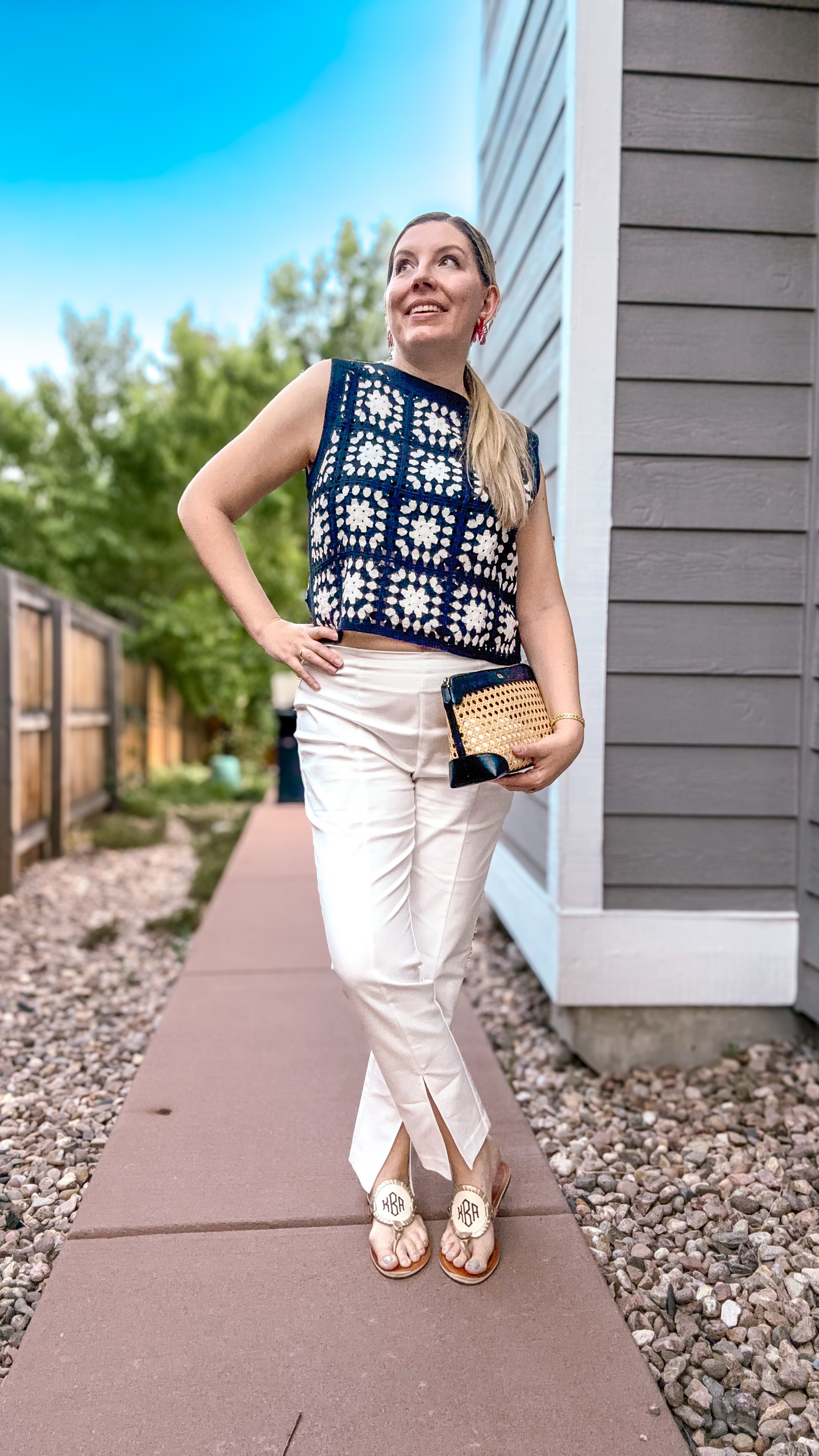 Look 14
Coastline Calling Capsule 

Today’s fit: lobster earrings, crochet, crisp whites, and a monogram moment 🧶🦞 Because casual doesn’t have to be boring.

This look is part of Coastline Calling: my maximalist summer capsule full of bold details, seaside charm, and vintage resort flair. Tap the bio to shop on LTK and follow along for more daily looks!

#AnnTaylorStyle #AnnTaylorLook
#MarleylillyStyle #targetstyle
#BaublebarForTarget
#DillardsStyle
#FoundAtDillards
#SkylarScent
#SkylarCleanBeauty
#CoastlineCalling #OOTD #FitCheck #SummerStyle #LobsterEarrings #MonogramStyle #CrochetTop #WhitePantsSeason #CapsuleWardrobe #MaximalistStyle #CoastalFashion #NauticalInspired #LTKStyle #RetroVibes #ResortWear #StatementAccessories #CasualButCute #SummerDetails #StyledMyCloset #BoldEverydayStyle

#LTKSeasonal #LTKShoeCrush #LTKSaleAlert
