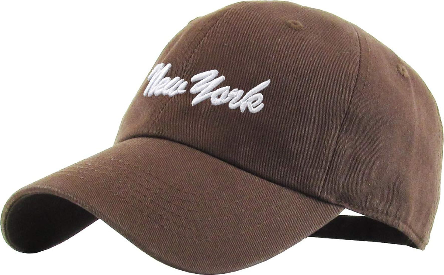 New York Cotton Cap Adjustable Hat. Polo Style Low Profile Daddy (Unstructured) | Amazon (US)