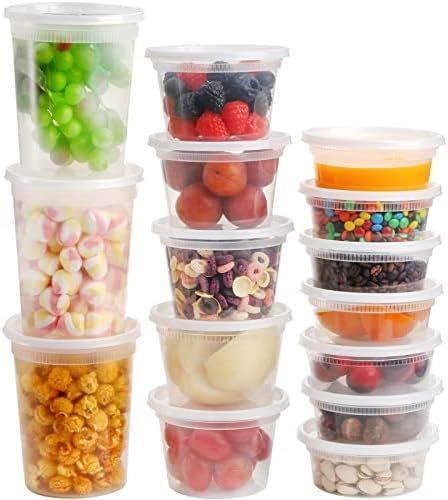Lawei 55 Pack Deli Containers, 8, 16, 32 Oz Plastic Food Storage Containers with Airtight Lids, C... | Amazon (US)