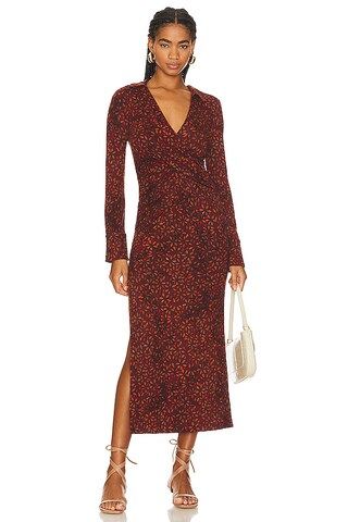Free People Shayla Wrap Midi Dress in Chocolate Combo from Revolve.com | Revolve Clothing (Global)