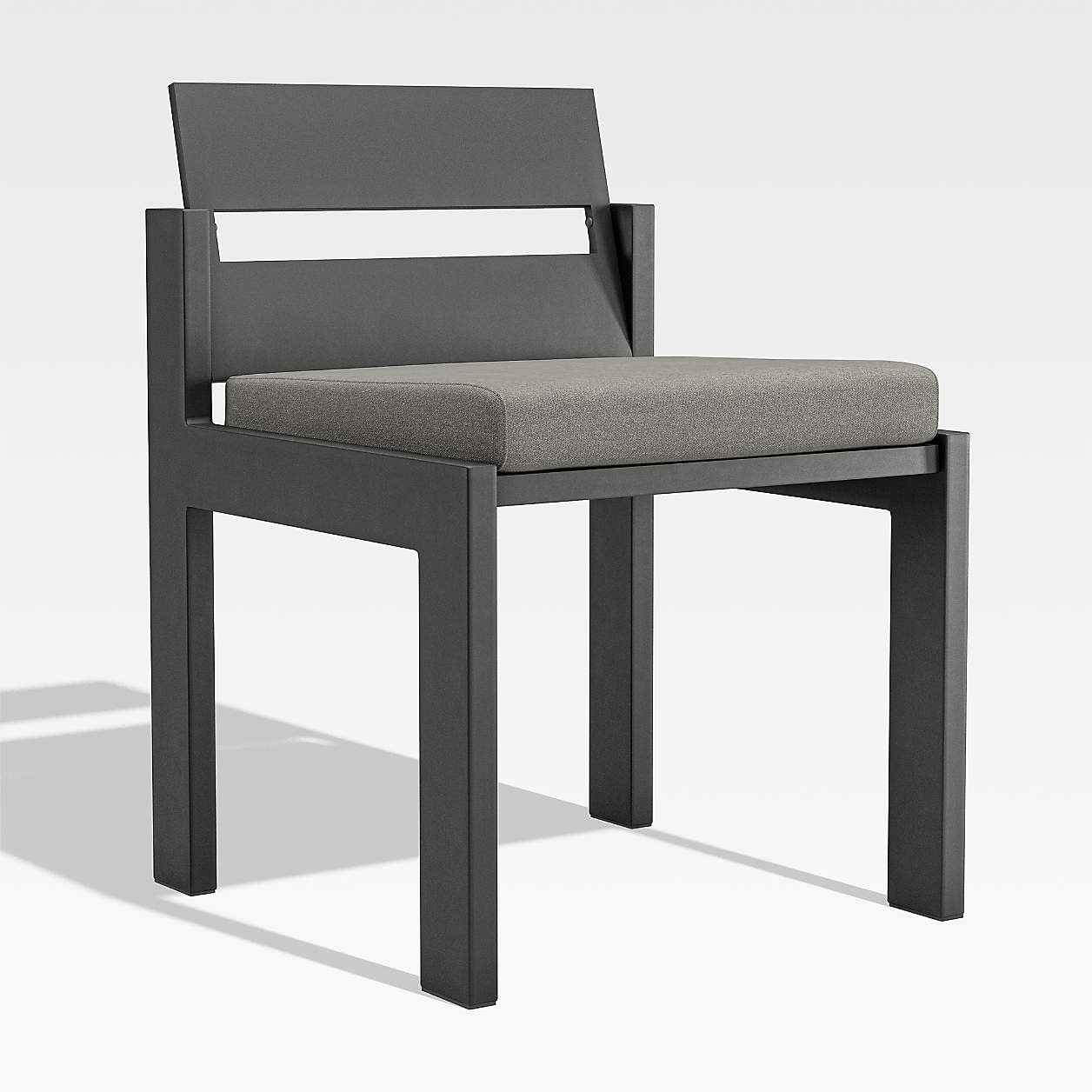 Walker Metal Outdoor Dining Chair with Canvas Charcoal Sunbrella Cushions + Reviews | Crate & Bar... | Crate & Barrel