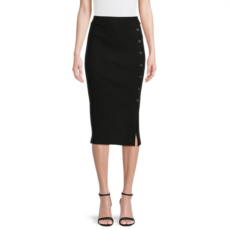 Time and Tru Women's Ribbed Knit Midi Skirt, Sizes XS-XXL | Walmart (US)