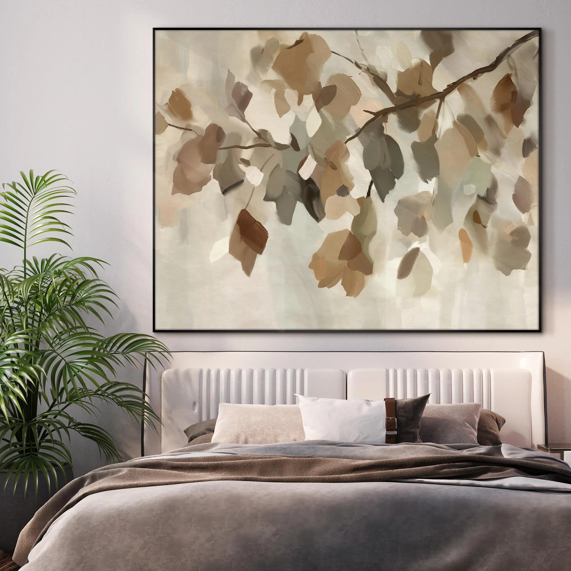 Neutral Leaf Botanical Painting Illustrations Extra Large Framed Wall Art Print Decor (Framed Ass... | Wayfair North America
