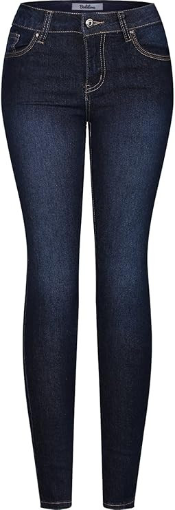 2LUV Women's Stretchy 5 Pocket Dark Denim Skinny JeansÂ | Amazon (US)